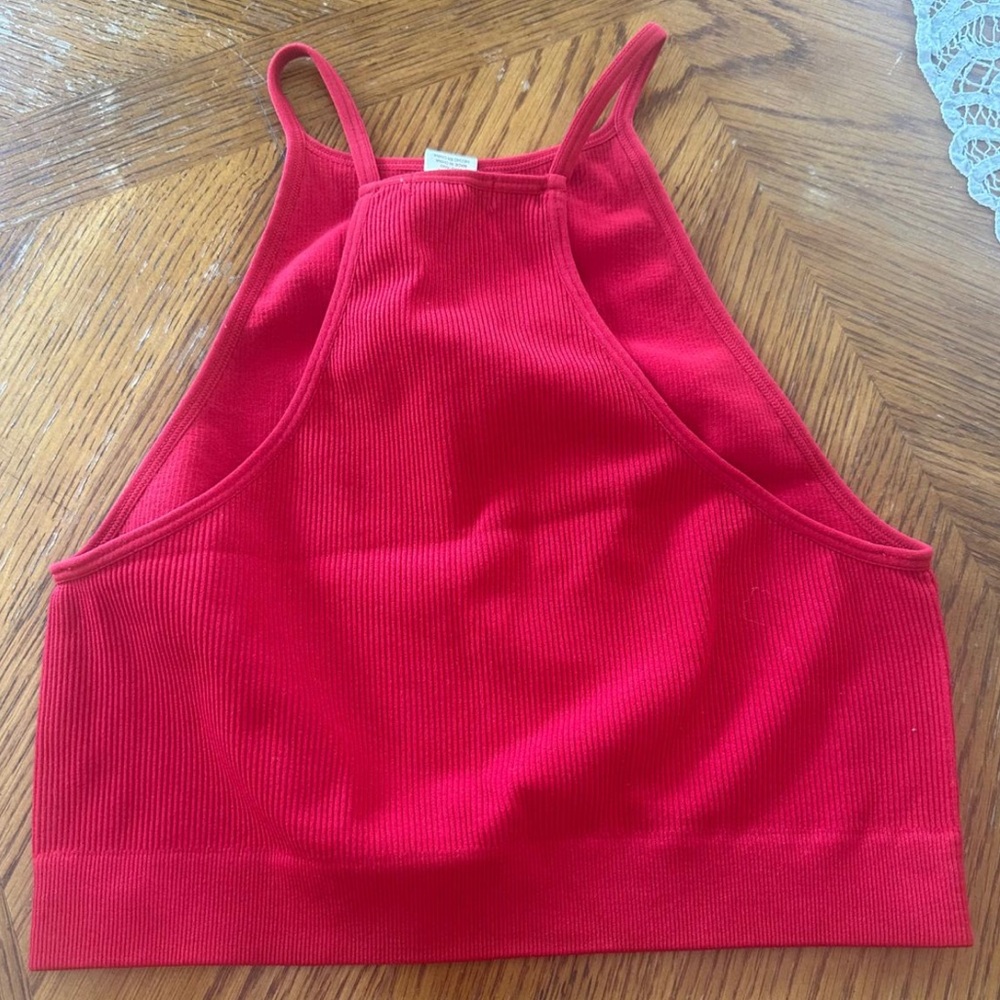 Bozzolo Cherry Red Ribbed Tank Top